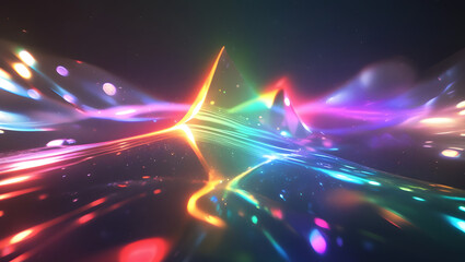 Poster - Colorful Symphony: A vibrant and dynamic image showcasing an abstract composition of multicolored light waves, evoking a sense of energy, sound and visual music.