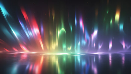 Poster - spectacular spectrum: a vibrant display of dynamic, multicolored light beams emanates from the horiz