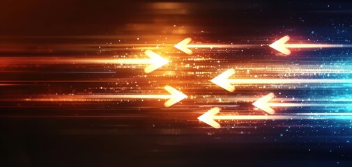 Aufkleber - Dynamic abstract design featuring glowing arrows and vibrant streaks of light.