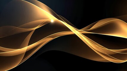Poster - Abstract golden waves on a dark background