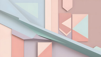 Poster - abstract pastel geometry: a captivating interplay of pastel hues and geometric shapes, the image sho