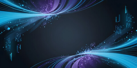 Poster - Digital Symphony: An abstract composition of flowing, radiant light trails in shades of blue and purple. Creating a modern and futuristic aesthetic, suggesting movement and energy.