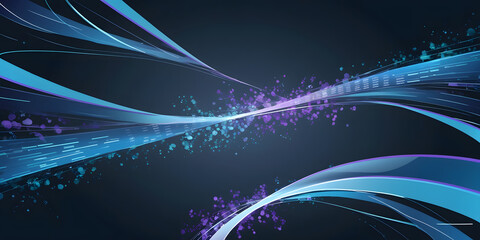 Poster - Abstract Swirls of Color: A vibrant abstract design featuring flowing ribbons of blue and purple energy, creating a dynamic and mesmerizing visual effect against a dark backdrop.
