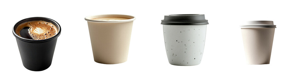 Poster - An isolated blank paper coffee cup on a transparent background was generated using stock tools known as Generative Ai