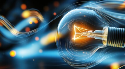 Poster - Illuminating innovation a close-up of a light bulb in a dynamic atmosphere technology concept vibrant environment