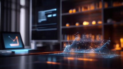 Poster - innovative data visualization presentation modern office digital art technology environment futurist