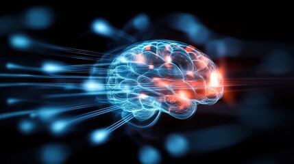 Poster - Exploring neural connectivity brain activity visualization scientific research lab digital art high-tech environment futuristic concept