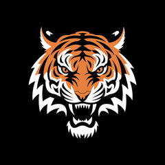  Tiger Head Mascot Logo – Fierce Roaring Tiger Illustration


