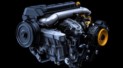 Poster - Detailed view of a modern engine showcasing intricate components and design elements