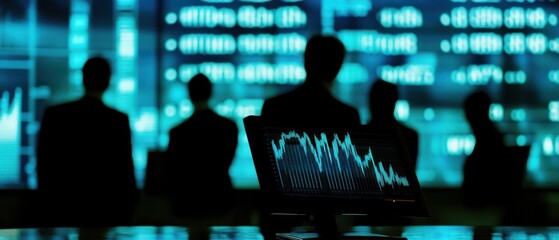 Poster - Business professionals analyzing stock market trends in office