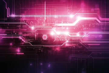 Poster - Abstract digital circuit design with vibrant pink lights