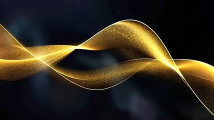 Poster - Abstract golden wavy lines on dark background