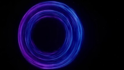 Poster - Dynamic spinning circular abstract visual in vibrant blue and purple hues with glowing effects