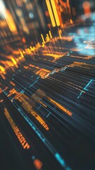 Poster - abstract digital data visualization with vibrant lines and glowing elements