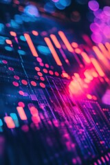Poster - Abstract digital patterns with vibrant colors and lights