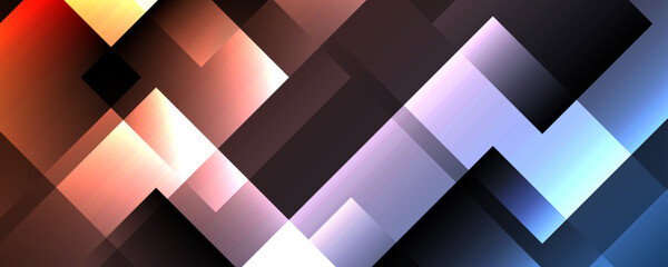 Poster - 3D colorful geometric abstract background overlap layer on dark space with squares effect decoration. Modern graphic design element cutout style concept for web banner, flyer, card, or brochure cover