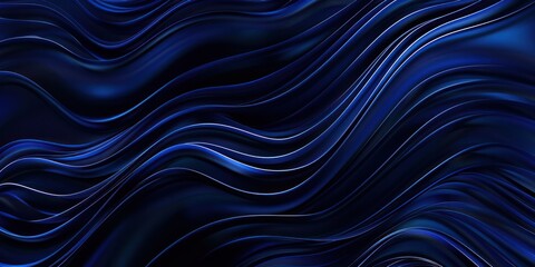 Fototapete - Abstract vibrant dark blue and black backgrounds curve wave swirl glowing light line striped flow dynamic.