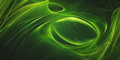 Poster - Abstract green backgrounds curve wave swirl glowing light line striped flow and smoke calm fog mist.