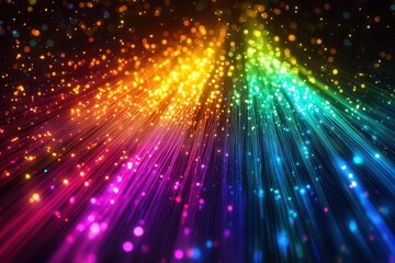 Poster - colorful beams of light create a vibrant display in a digital abstract art setting