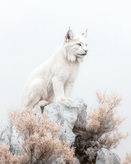 Poster - Dramatic socialist realism photographic depiction of a solitary lynx, highlighting fierce