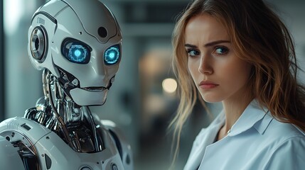 Poster - robot presenting data to a skeptical human researcher