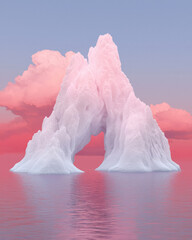 Aufkleber - Minimalist surrealism illustrating melting glaciers gently fading into pastel-toned waters,