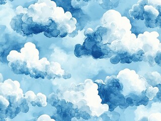 Poster - Clouds in the sky digital artwork blue tones abstract aerial perspective nature concept