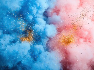 Aufkleber - Colorful smoke explosion with glitter indoor studio abstract art vibrant environment close-up view