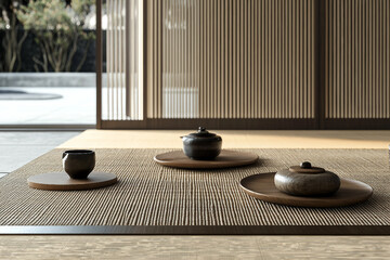 Poster - Minimalistic Interior Design with Natural Elements and Elegant Ceramic Decor, Generative AI