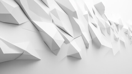 Aufkleber - Abstract 3D polygonal wall,  white geometric shapes,  modern design.