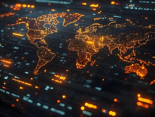 Poster - Glowing global network of exchanges and trade routes