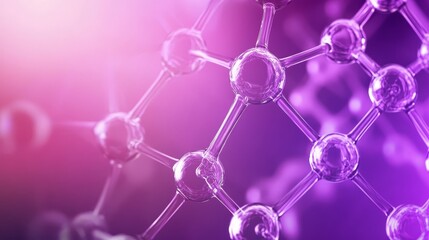 Poster - Abstract molecular structure with glowing purple atoms and connections, symbolizing science and technology