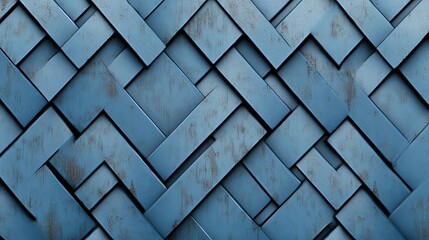 Poster - Blue woven texture with overlapping geometric patterns, showcasing a modern design aesthetic