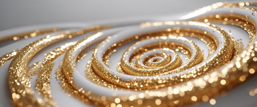 Abstract Spiral Design With Gold Glitter Effect