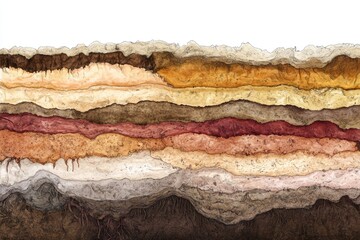 Wall Mural - Layered earth cross-section showcasing diverse soil horizons, textures, and colors.