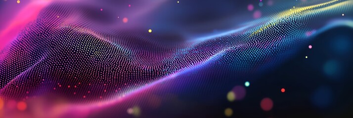 Poster - A colorful, abstract image of a wave with a lot of dots.