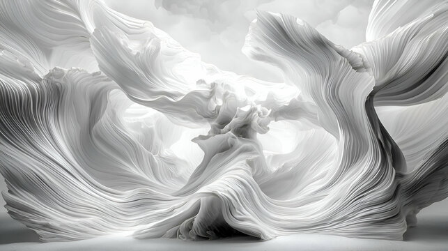 Abstract White 3D Wavy Landscape