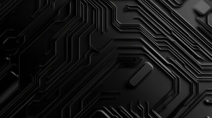 Aufkleber - Abstract black circuit board design showcasing intricate patterns and lines in a tech environment