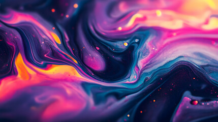 Poster - Iridescent Swirls Abstract Art, Colorful Fluid Art Painting, Seamless Background, Cosmic Dream