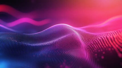 Poster - Vibrant abstract waves of color and light flowing in a digital landscape, creating a dynamic backdrop