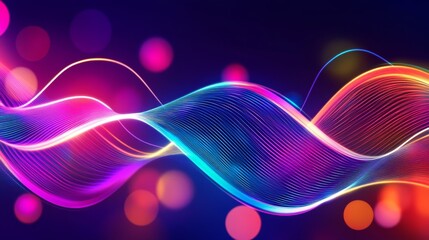 Poster - Colorful wave patterns with vibrant light and bokeh effects creating a dynamic atmosphere