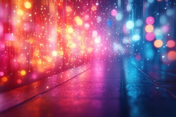 Poster - Fluorescent Colors Blend in Captivating Motion Creating a Vibrant Wave of Light and Energy at Twilight