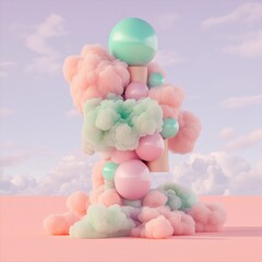 Aufkleber - Dreams of Reason Feast Day Pastel Cloud Innovation - Surreal Soft Tech Visualization for Creative Mindfulness and Digital Wellness Experience