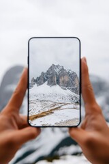 Poster - Immersive Digital Wanderlust Augmented Reality Travel Portal Transforming Smartphone Screens into Breathtaking Alpine Landscape Experiences for Millennial Explorers