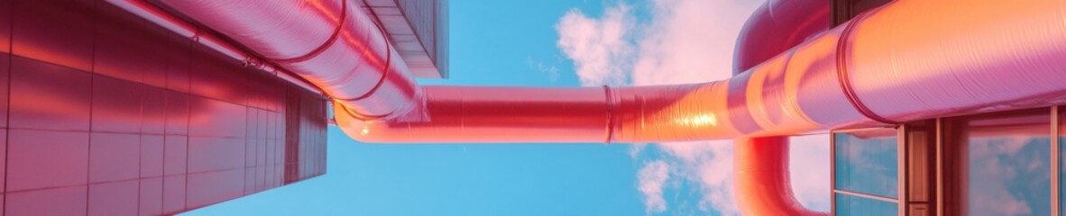 Aufkleber - Hyperreal Industrial Infrastructure Vibrant Thermal Piping Visualizing Next-Gen Facility Management through Chromatic Engineering Aesthetics