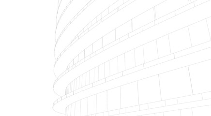 Wall Mural - architectural structure – futuristic geometric facade in perspective