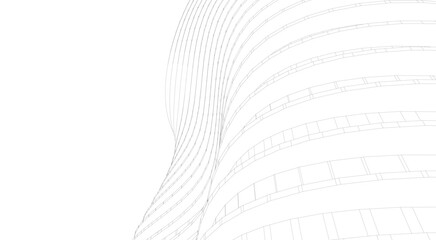 Wall Mural - architectural structure – futuristic geometric facade in perspective