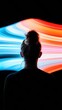 Immersive Digital Horizon Silhouetted Professional Exploring Transformative Data Visualization Landscapes in Next-Gen AI-Powered Analytics Environment