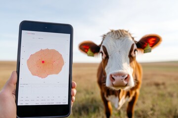 Leinwandbilder - AgriTech Innovation Smart Precision Farming Visual - Digital Livestock Monitoring Revealing Next-Gen Agricultural Intelligence with Predictive Data Visualization