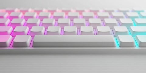 Poster - Illuminated keyboard with vibrant colors in a close-up perspective highlighting modern design and technology